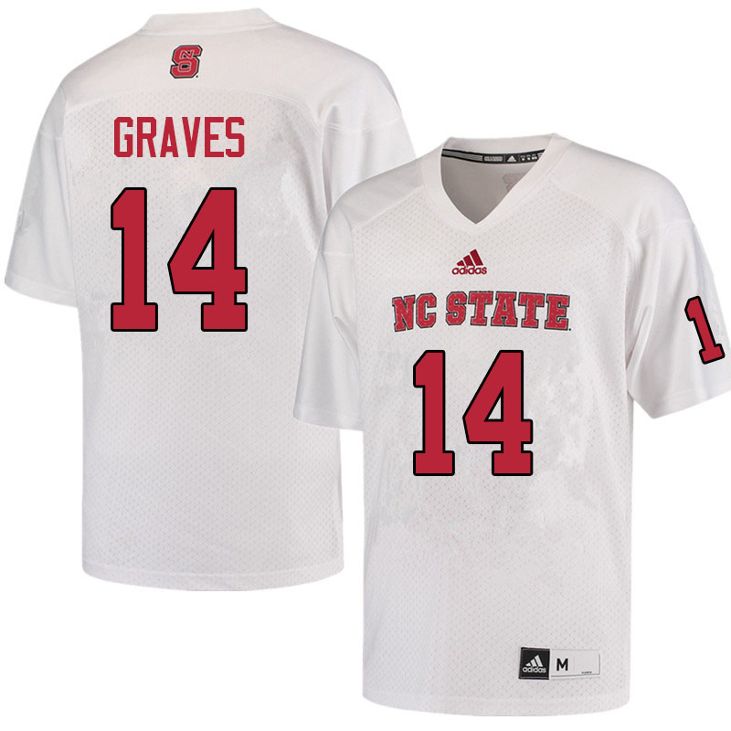 Men #14 De'Von Graves NC State Wolfpack College Football Jerseys Sale-White